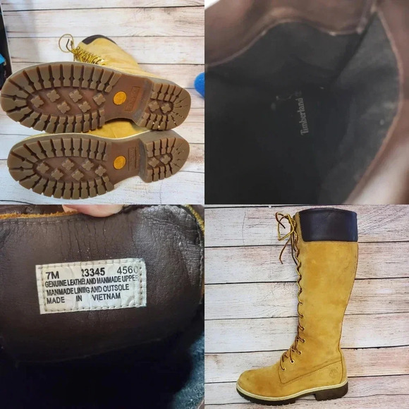 Timberland Women's 7 M Tan Nubuck Leather Waterproof 14" Knee High Lace Up Boots - Picture 12 of 12